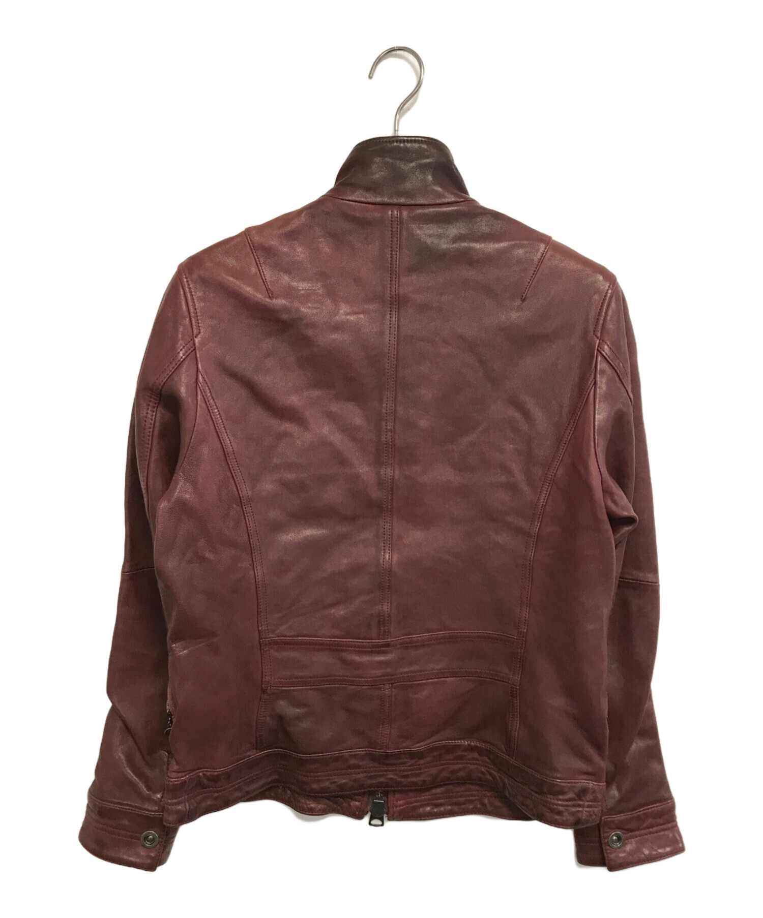 【中古品】 【アヴィレックスAVIREX】 本革 メンズジャケット　ワインレッド色  無地 AVIREX アヴィレックス レザージャケット レッド系 M メンズ