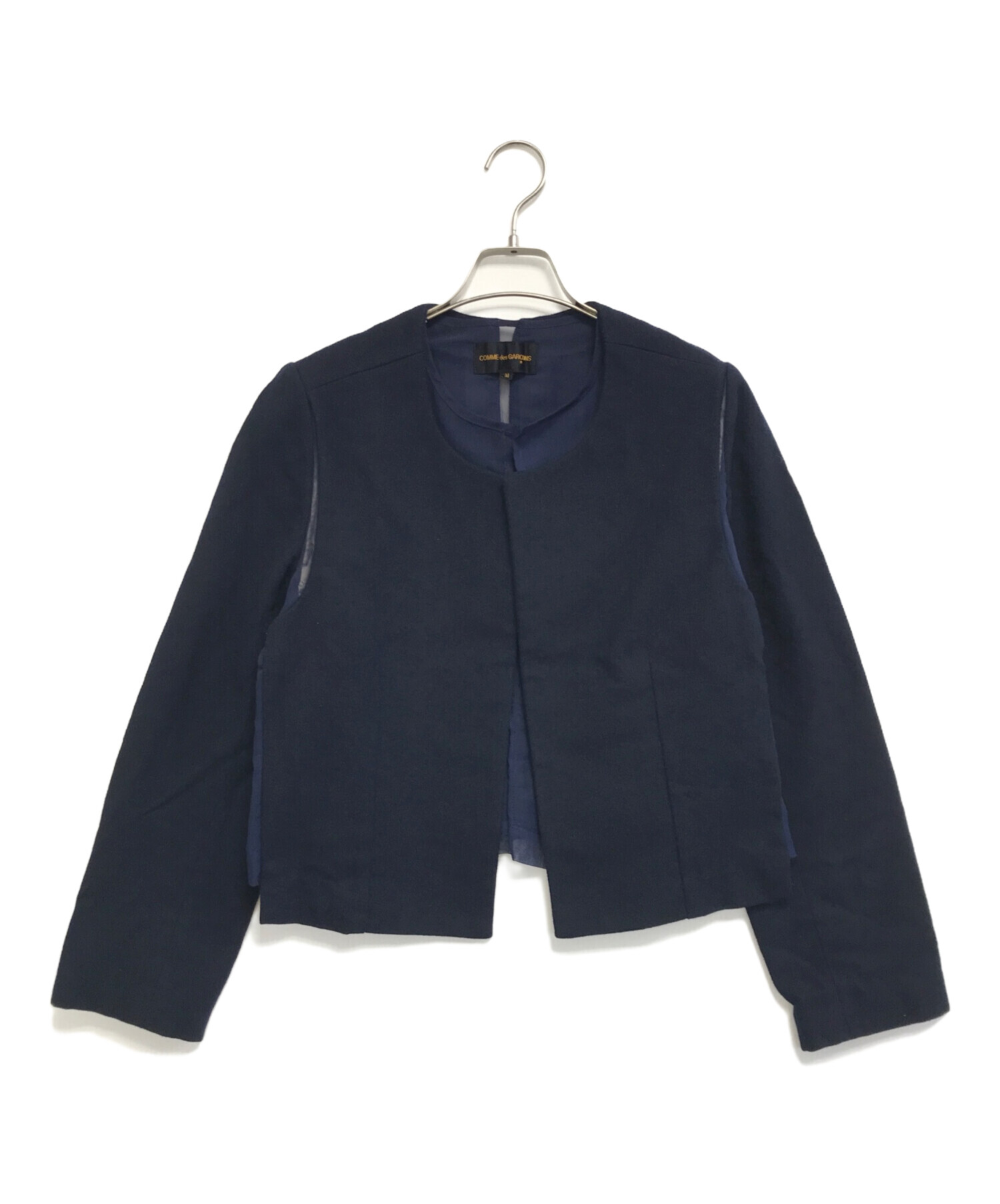 コムデギャルソン ノーカラージャケット ネイビー COMME des GARCONS