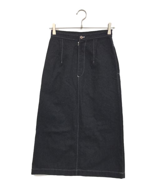 AD2000 トリココムデギャルソン スパイラルジッパー 縮絨スカート 黒 トリココムデギャルソンtricot COMME des GARCONS 製品洗いフリル装飾