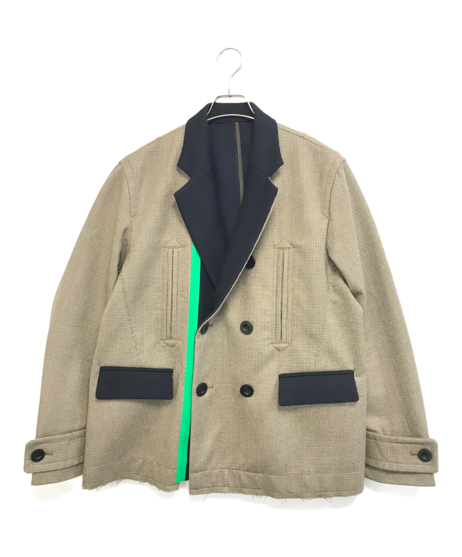 sacai Check Bonding Jacket ジャケット 中古・古着通販】sacai (サカイ) CHECK BONDING JACKET ベージュ