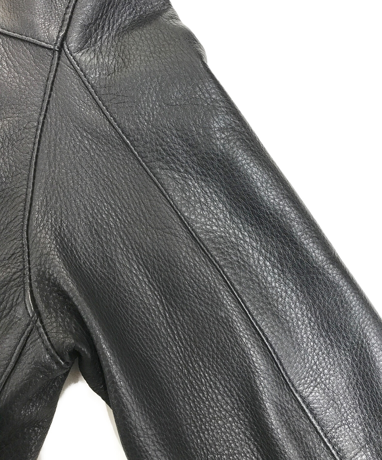 hLam ジャケット　MADE IN ITALY 中古・古着通販】hLam (ラム) ダブルレザーコート ブラック サイズ:S