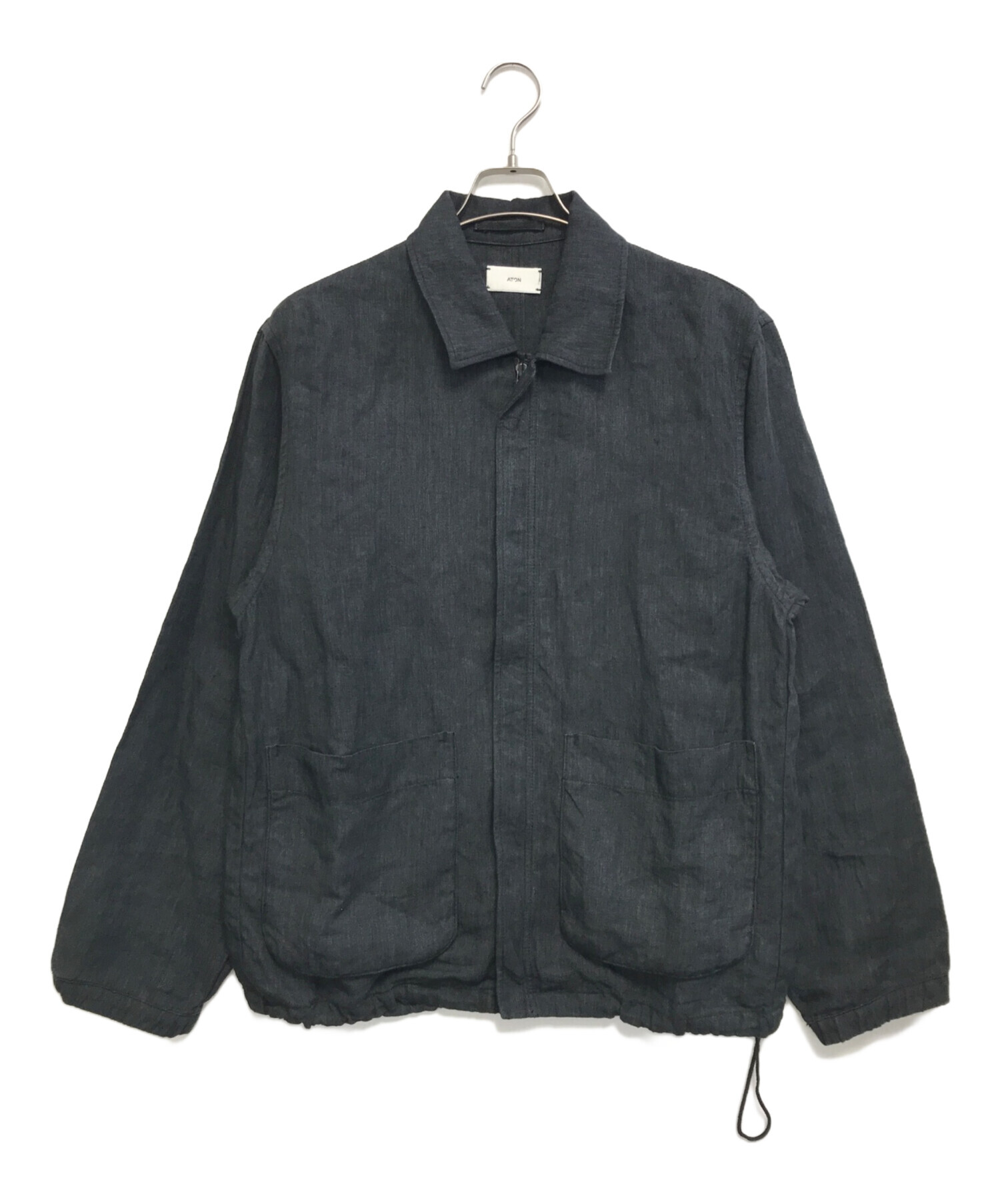中古・古着通販】ATON (エイトン) HARD LINEN UTILITY JACKET ブラック