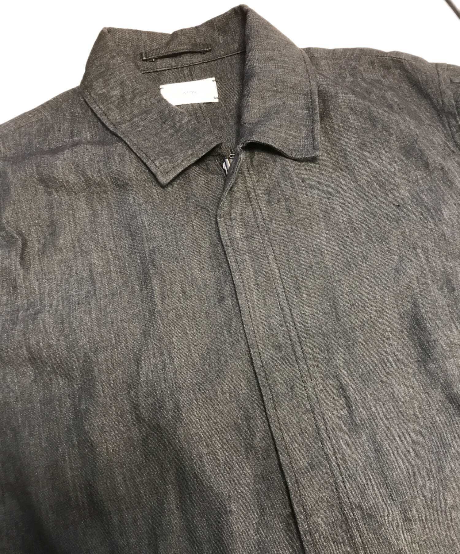 中古・古着通販】ATON (エイトン) HARD LINEN UTILITY JACKET ブラック