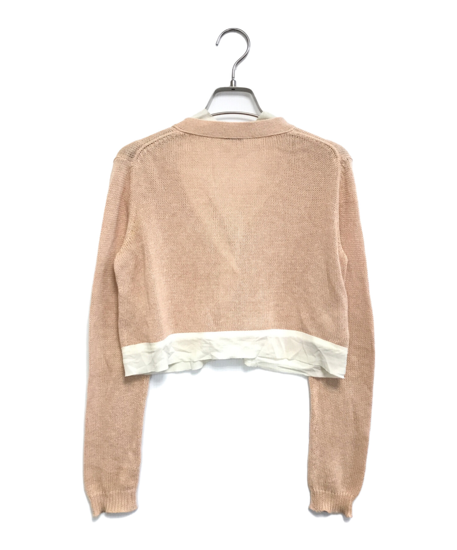 美品 miumiu 深Vネック ニットカーディガン ベージュ 旧タグ 中古・古着通販】MIU MIU (ミュウミュウ) ニットカーディガン ベージュ