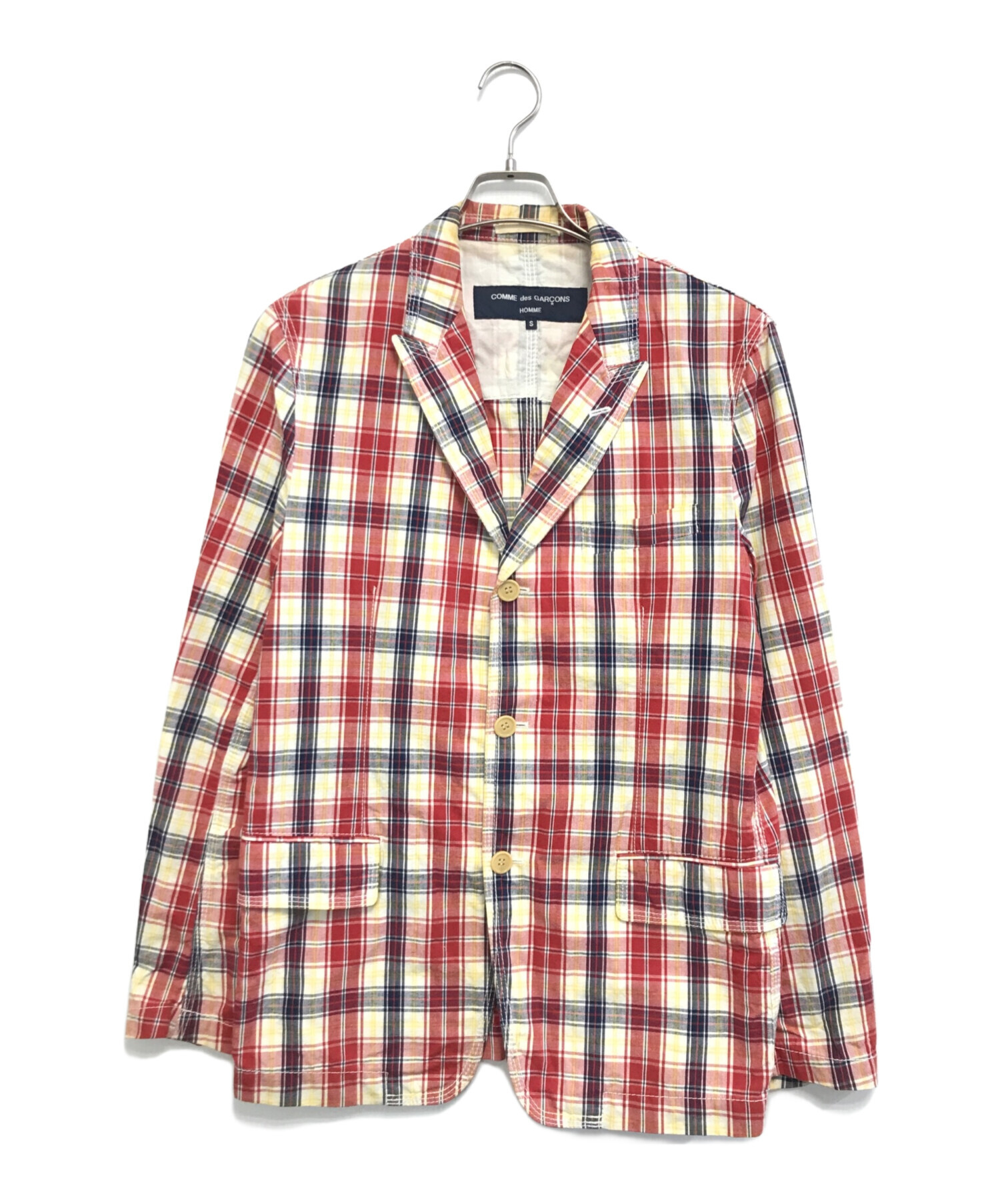 コムデギャルソンオム　チェック柄テーラードジャケット 中古・古着通販】COMME des GARCONS HOMME (コムデギャルソン オム