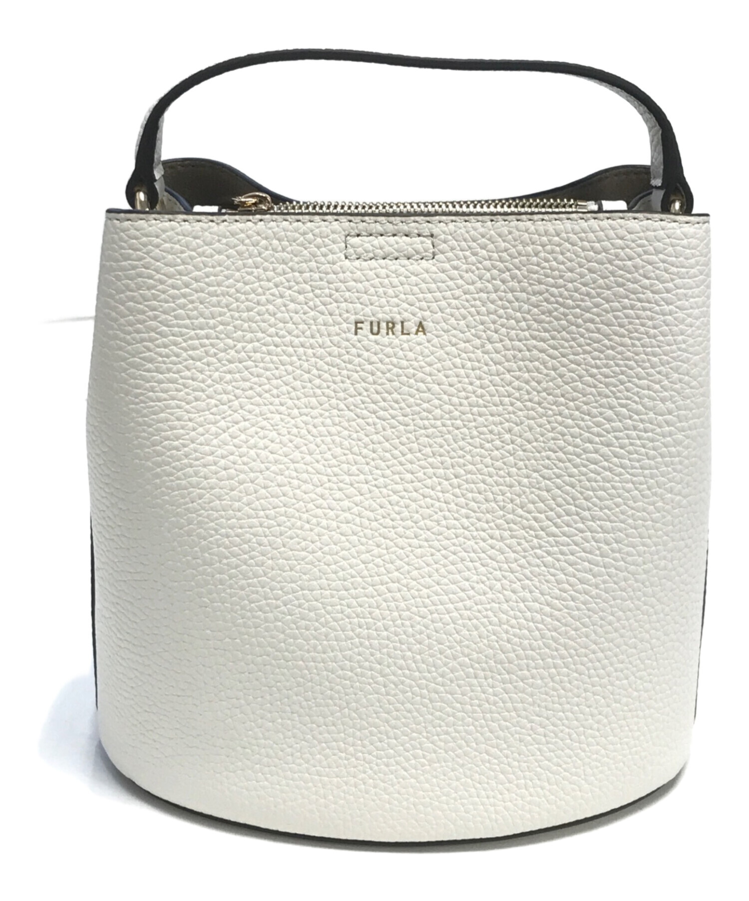 本物 フルラ FURLA 2WAY ショルダーバッグ ハンドバッグ レザー ブラック ホワイト バッグ 中古 美品】FURLA フルラ バイカラー ショルダーバッグ 2way 白×黒