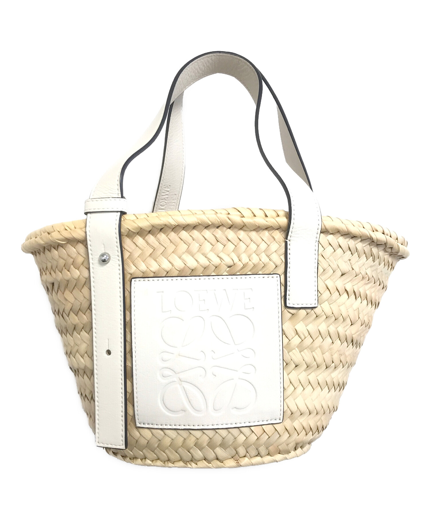 LOEWE ロゴ入り かごバッグ ベージュ/ホワイト 中古・古着通販】LOEWE (ロエベ) カゴバッグ ベージュ｜ブランド・古着