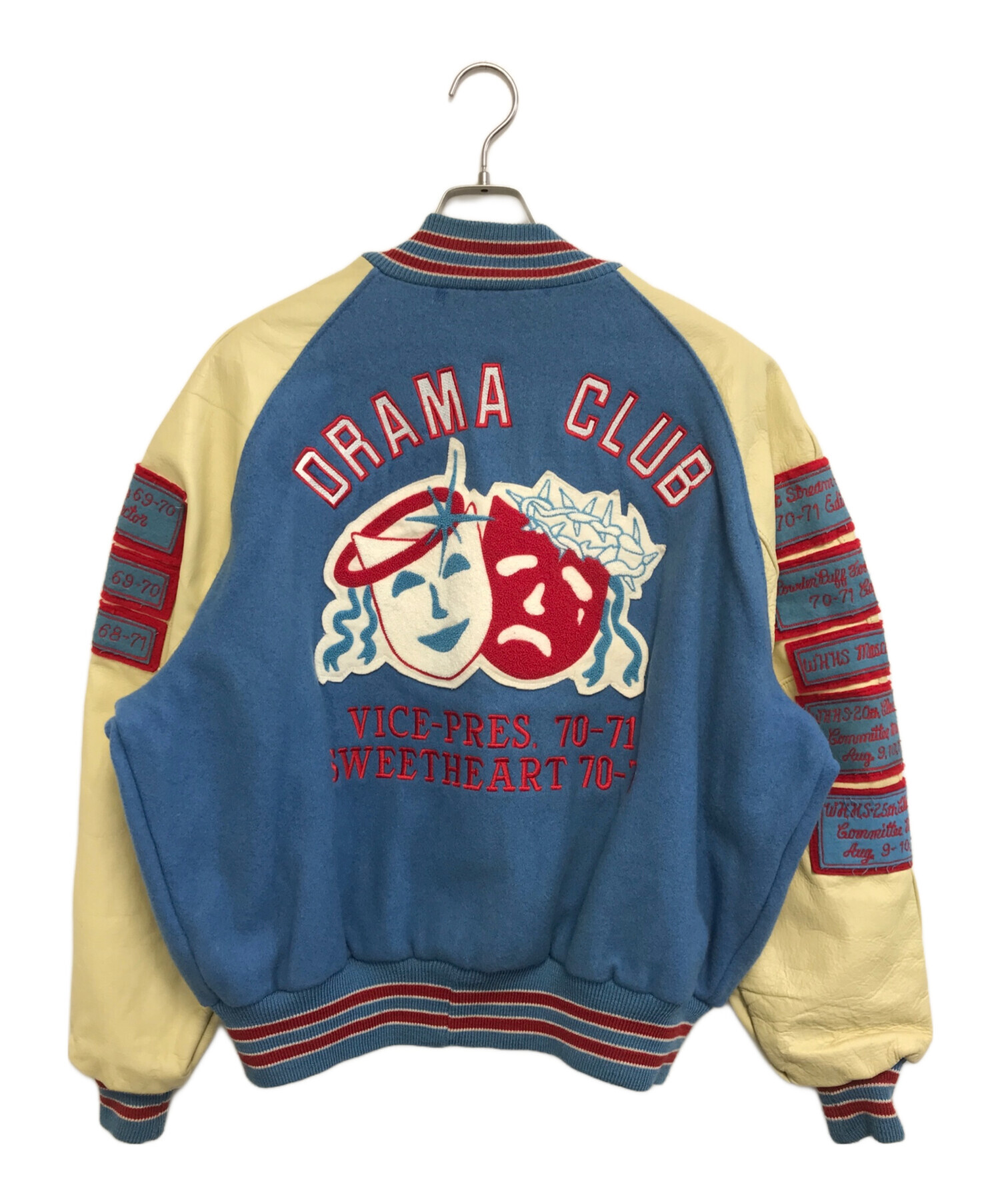 中古・古着通販】DeLONG (-) Leather Sleeve Wool Varsity JKT スカイ 