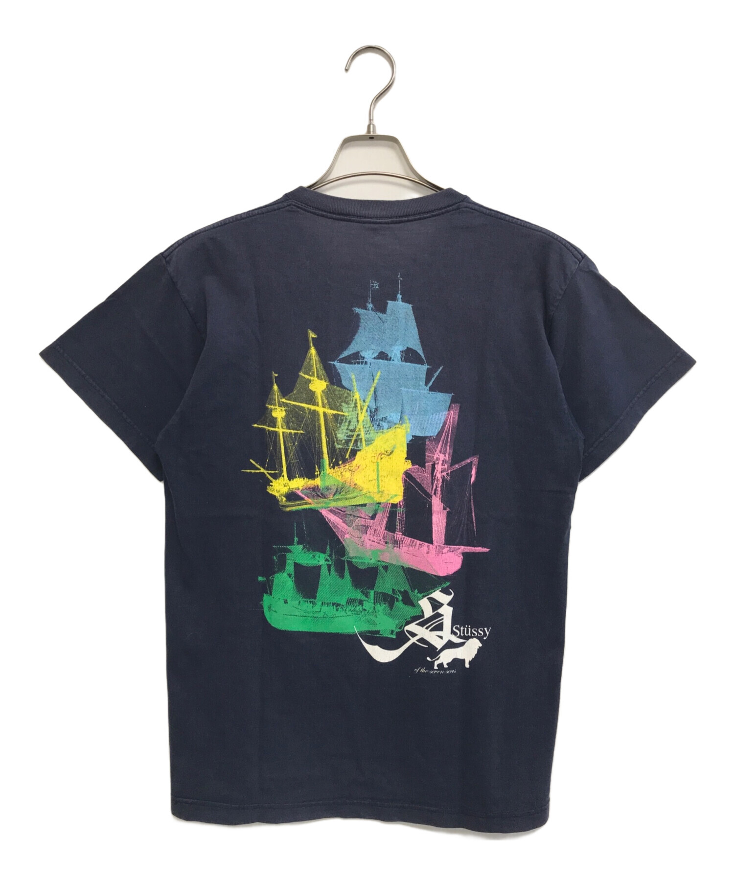 中古・古着通販】stussy (ステューシー) プリントTシャツ ネイビー