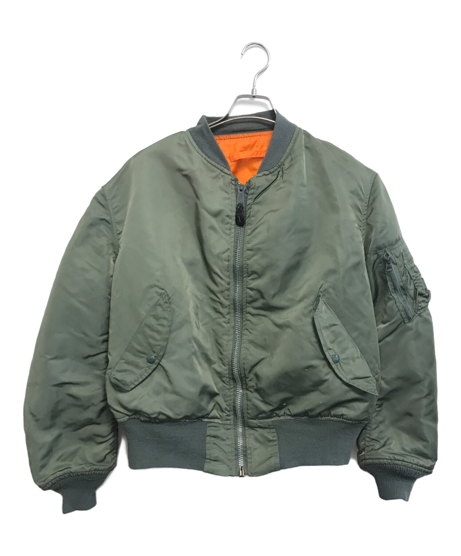 90s MA-1スタイルジャケット Lサイズ オリーブ 中古・古着通販】ALPHA (アルファ) MA-1ジャケット オリーブ サイズ:L