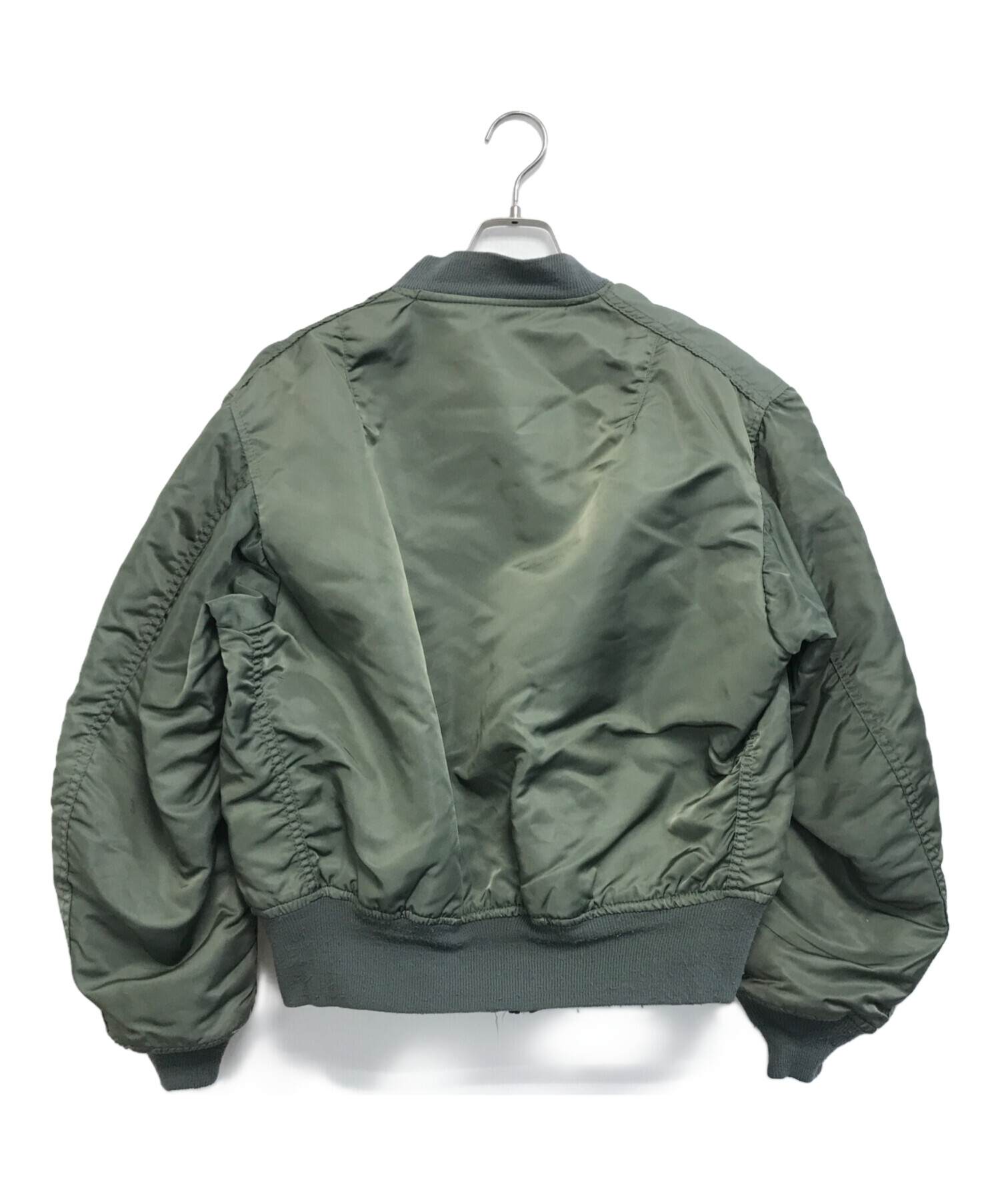 90s MA-1スタイルジャケット Lサイズ オリーブ 中古・古着通販】ALPHA (アルファ) MA-1ジャケット オリーブ サイズ:L