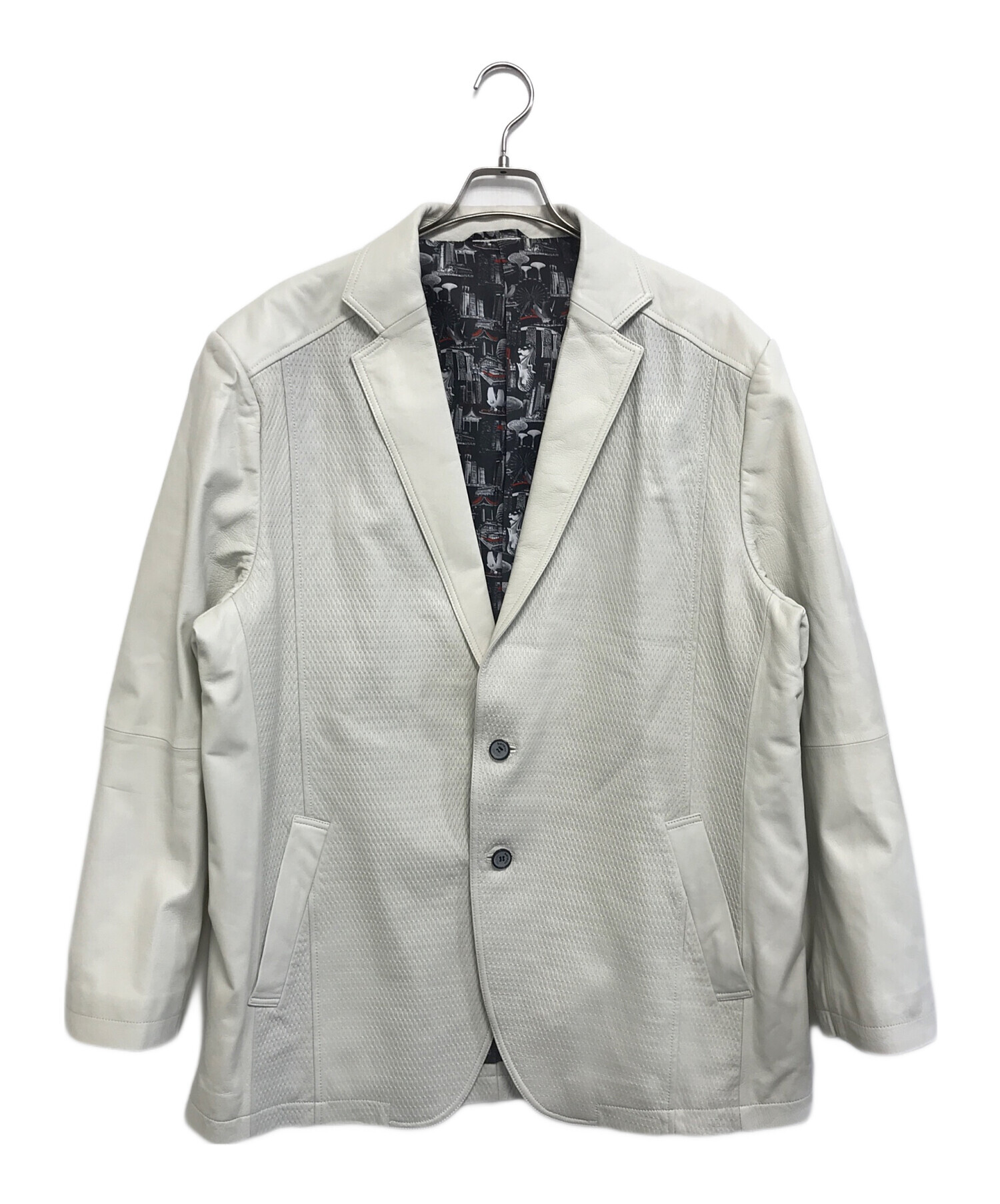中古・古着通販】Barassi (バラシ) 切替レザージャケット アイボリー