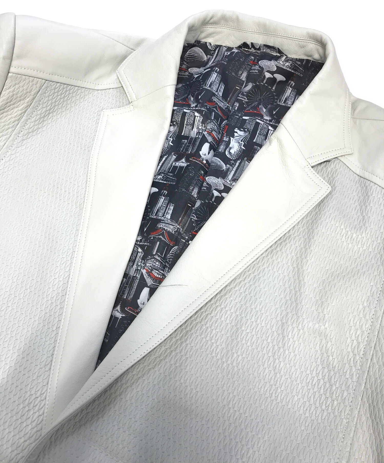 中古・古着通販】Barassi (バラシ) 切替レザージャケット アイボリー