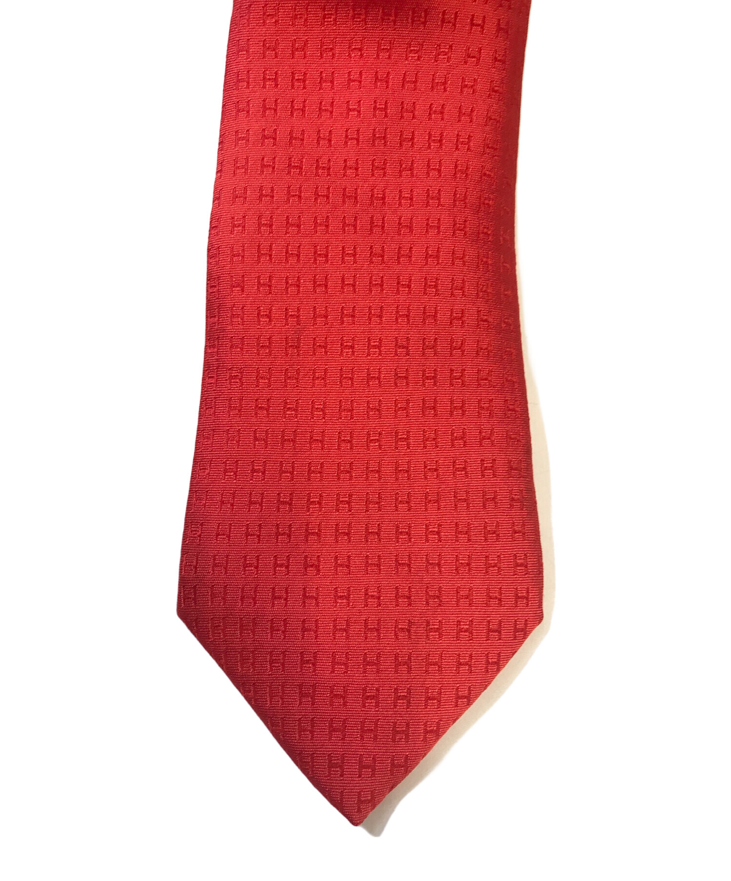 HERMES エルメス 総柄 シルク ネクタイ レッド 中古・古着通販】HERMES (エルメス) シルクネクタイ レッド サイズ
