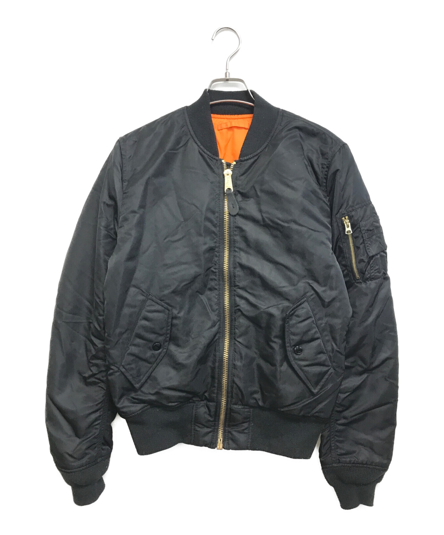 アルファMA-1ブラックリバーシブルオレンジ 中古・古着通販】ALPHA (アルファ) MA-1ジャケット ブラック サイズ:S