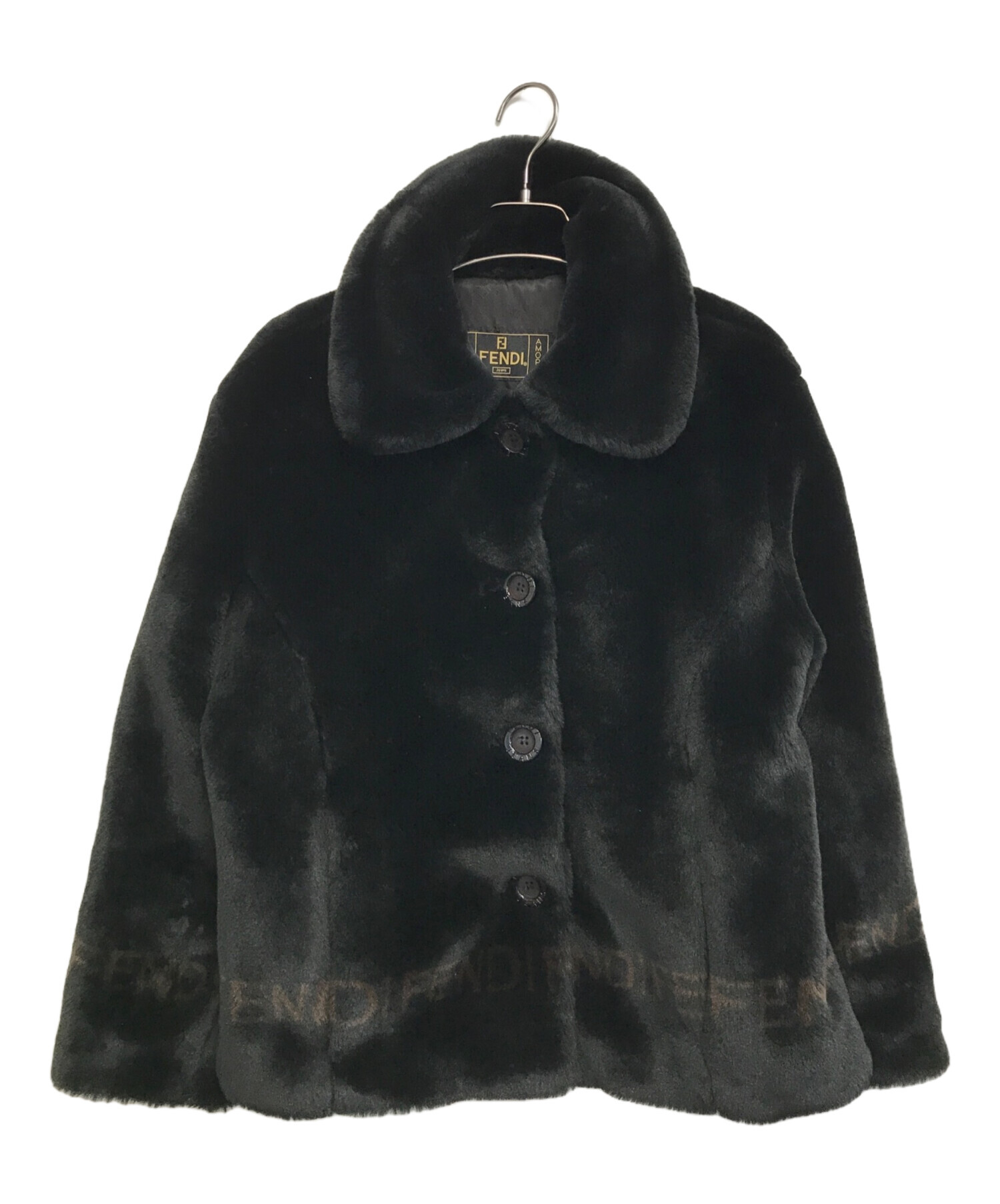 値下げ FENDI ファーリバーシブルコート ブラック 42 値下げしています。 中古・古着通販】FENDI JEANS (フェンディ ジーンズ) ロゴラインエコ