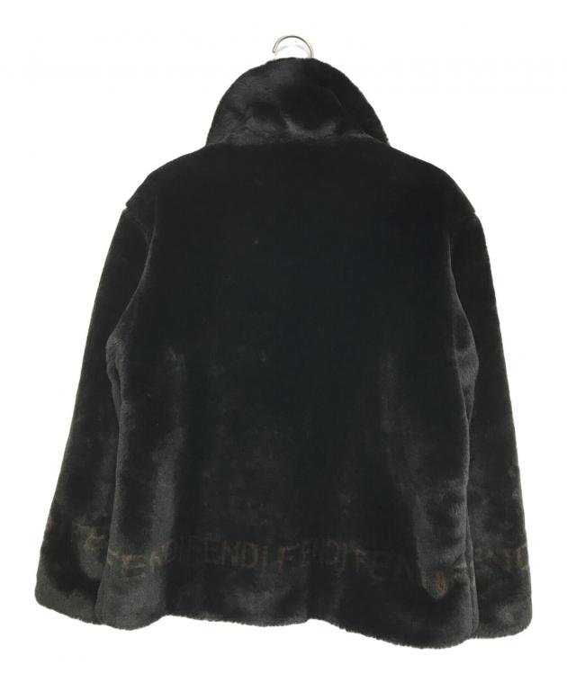 FENDI JEANS リバーシブル　ステンカラーコート　ファー　ラインロゴ　黒 中古・古着通販】FENDI JEANS (フェンディ ジーンズ) ロゴラインエコ