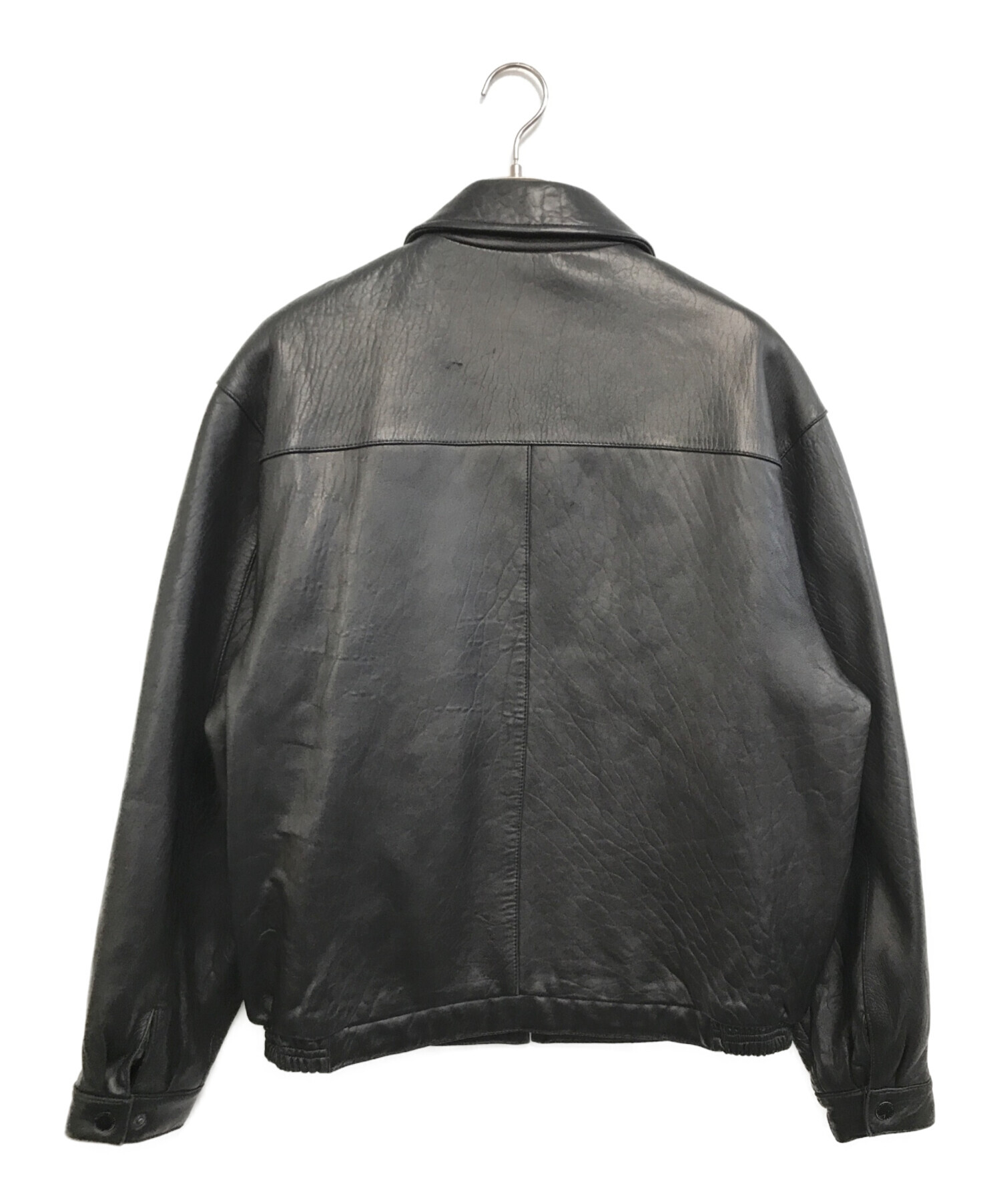 Y2K ペリーエリス ラムスキン レザー トラッカージャケット ブラック L 中古・古着通販】PERRY ELLIS (ペリーエリス) レザージャケット