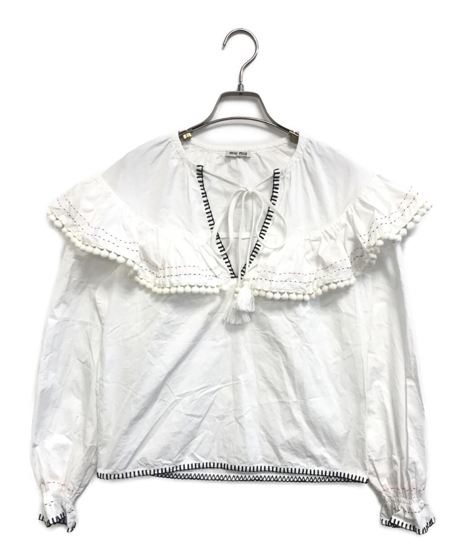 中古・古着通販】MIU MIU (ミュウミュウ) ブラウス ホワイト サイズ:38
