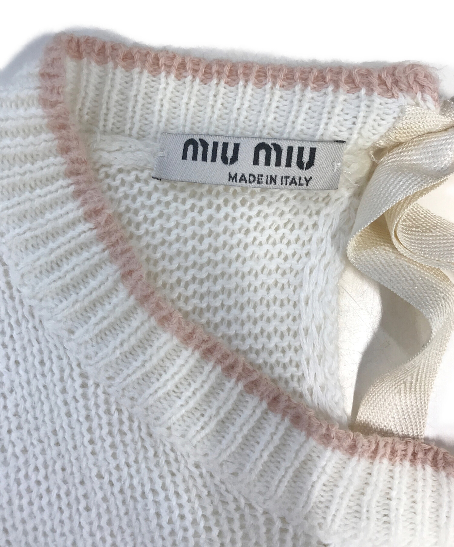 中古・古着通販】MIU MIU (ミュウミュウ) 半袖ニット ホワイト サイズ