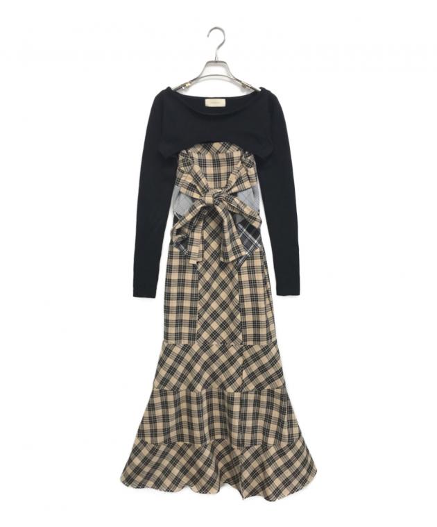 中古・古着通販】ANDMARY (アンドマリー) Juni check dress ブラック 