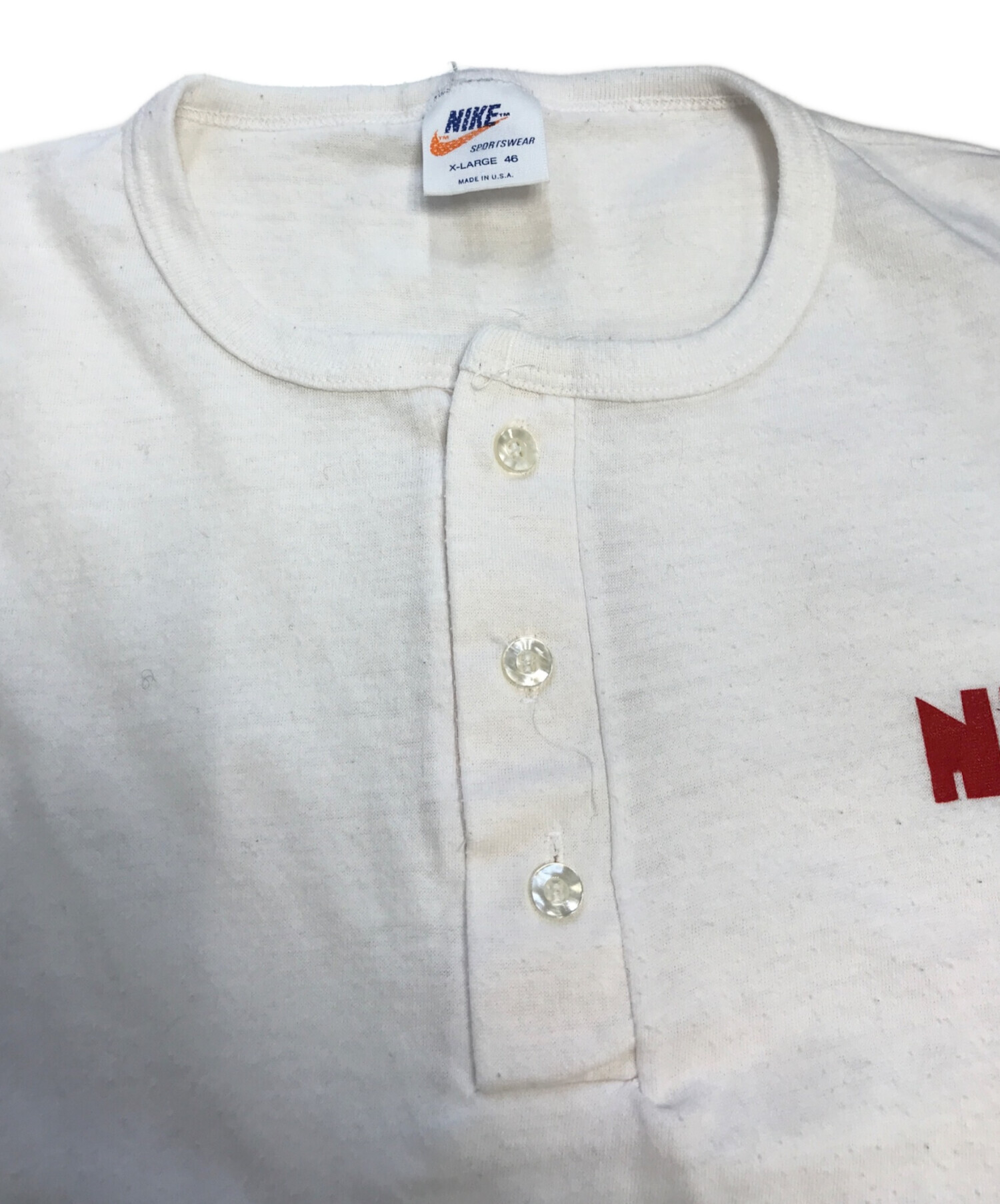 中古・古着通販】NIKE (ナイキ) ヘンリーネックカットソー ホワイト