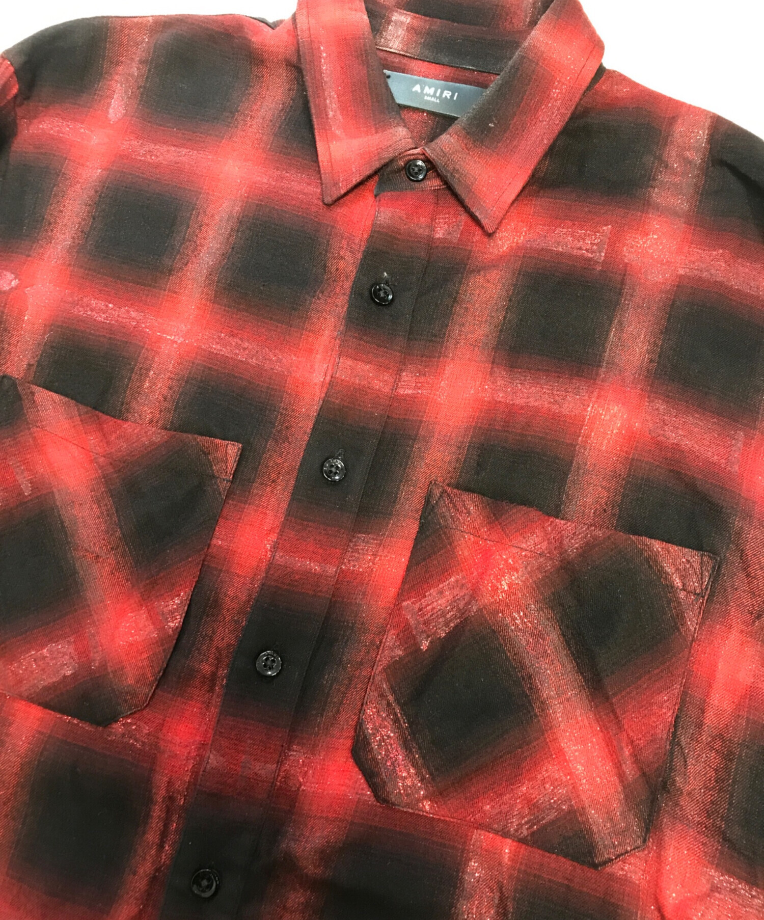中古・古着通販】AMIRI (アミリ) オンブレチェックラメシャツ レッド