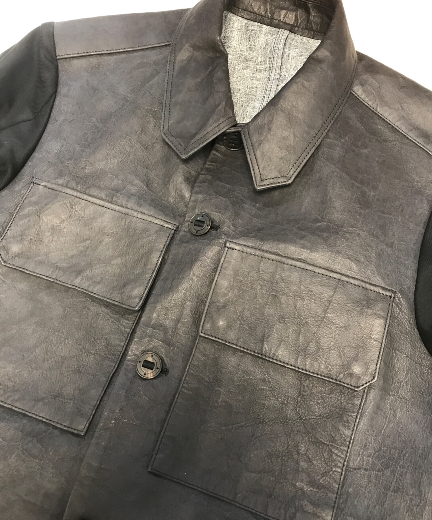 中古・古着通販】DEVOA (デヴォア) 異素材切替レザージャケット
