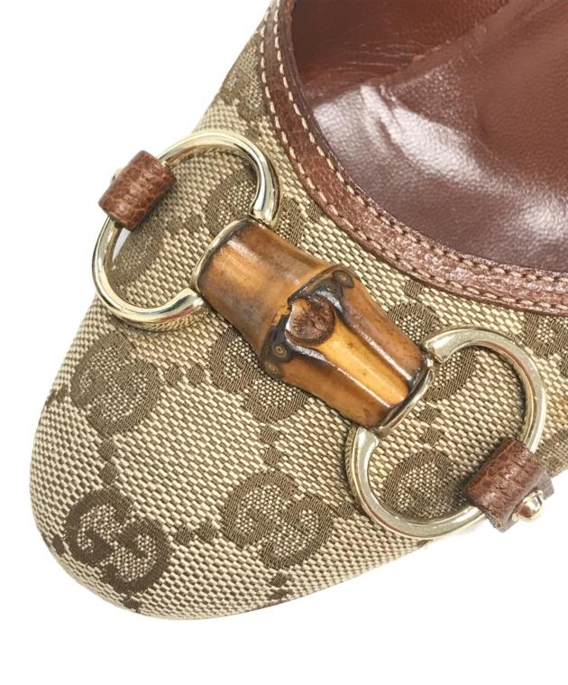 中古・古着通販】GUCCI (グッチ) GG柄ホースビットバンブーパンプス