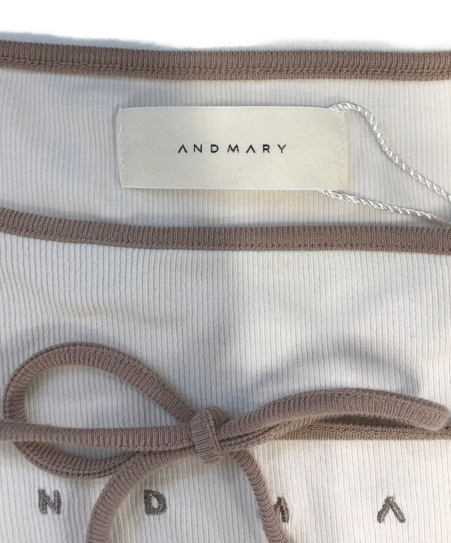 中古・古着通販】ANDMARY (アンドマリー) Alma ribbon tops ベージュ