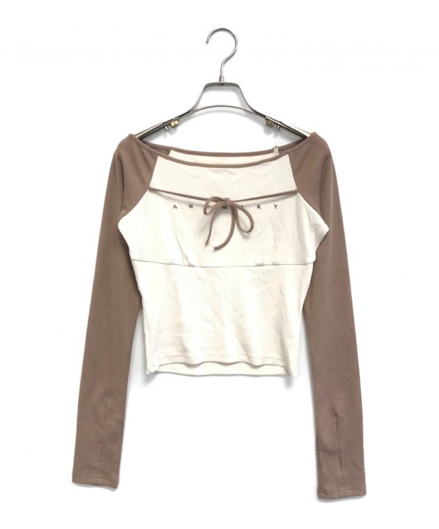 トップス andmary Alma ribbon tops ivory 中古・古着通販】ANDMARY (アンドマリー) Alma ribbon tops ベージュ