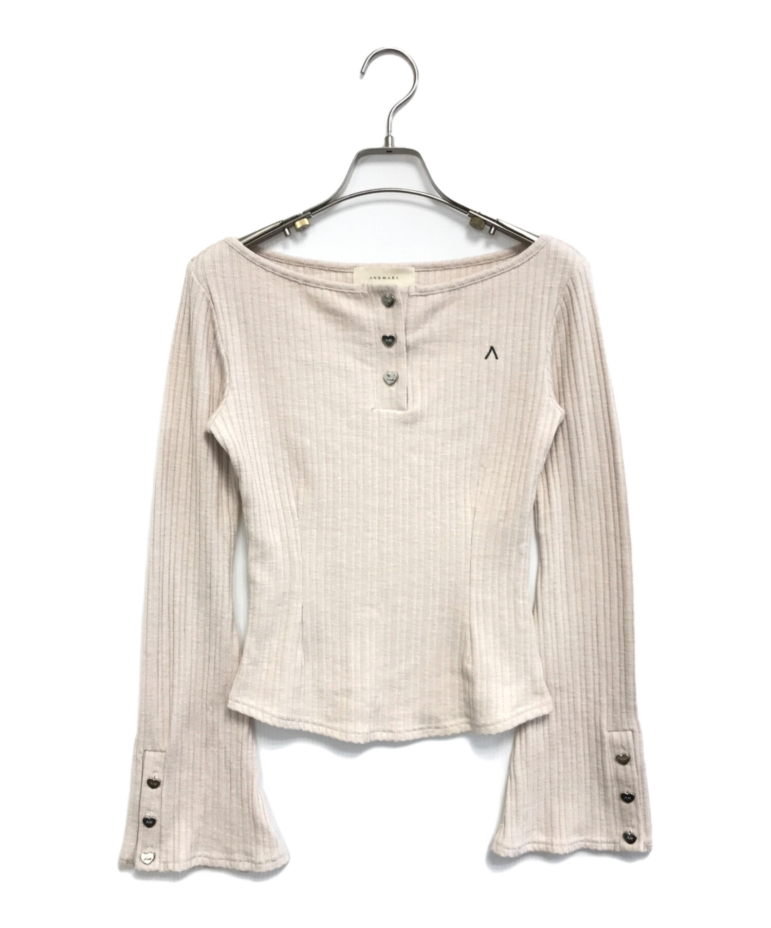 中古・古着通販】ANDMARY (アンドマリー) Dorothy heart tops ベージュ