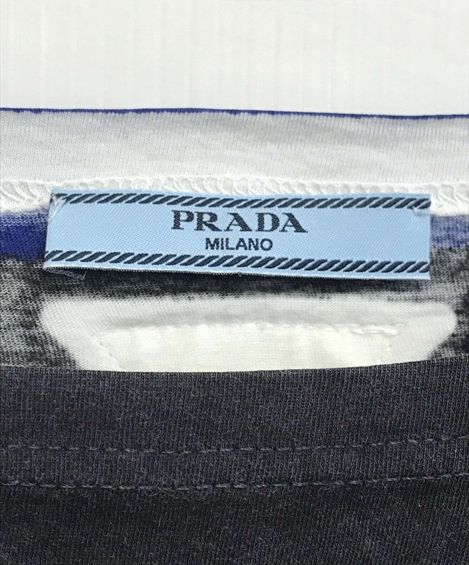 中古・古着通販】PRADA (プラダ) ボーダーTシャツ ブルー サイズ:XS