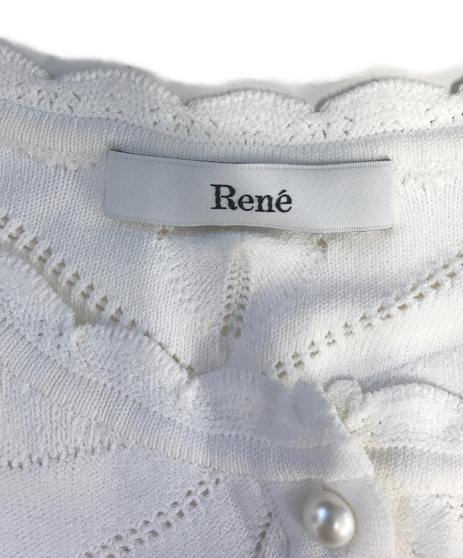 未使用品タグ付 René（ルネ）　カーディガン　白 中古・古着通販】Rene (ルネ) カーディガン ホワイト サイズ:34