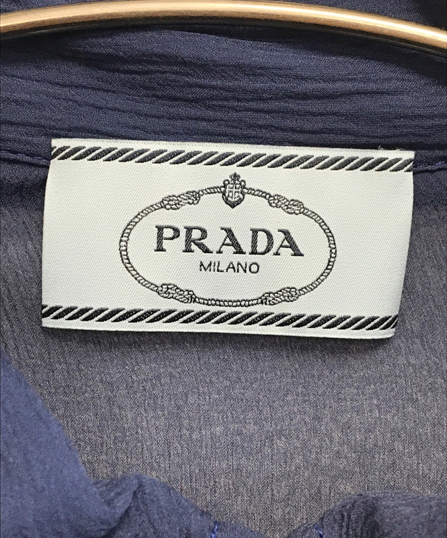 中古・古着通販】PRADA (プラダ) ジップポロシャツ ネイビー×ホワイト