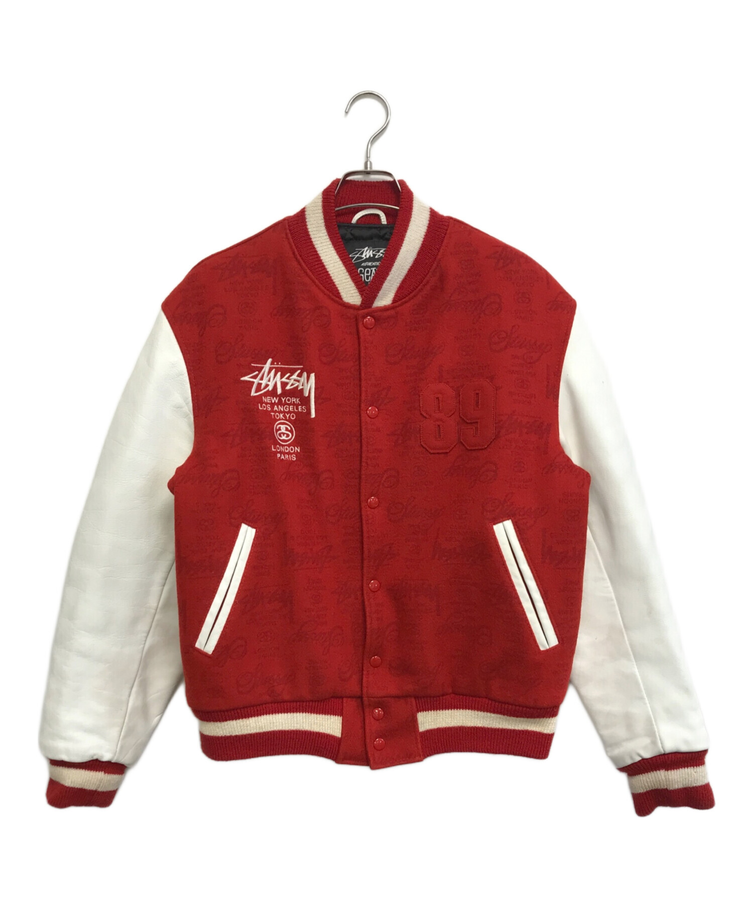 STUSSY ステューシー スタジャン L 赤 【古着】【中古】【送料無料】 中古・古着通販】stussy (ステューシー) ワールドツアースタジャン