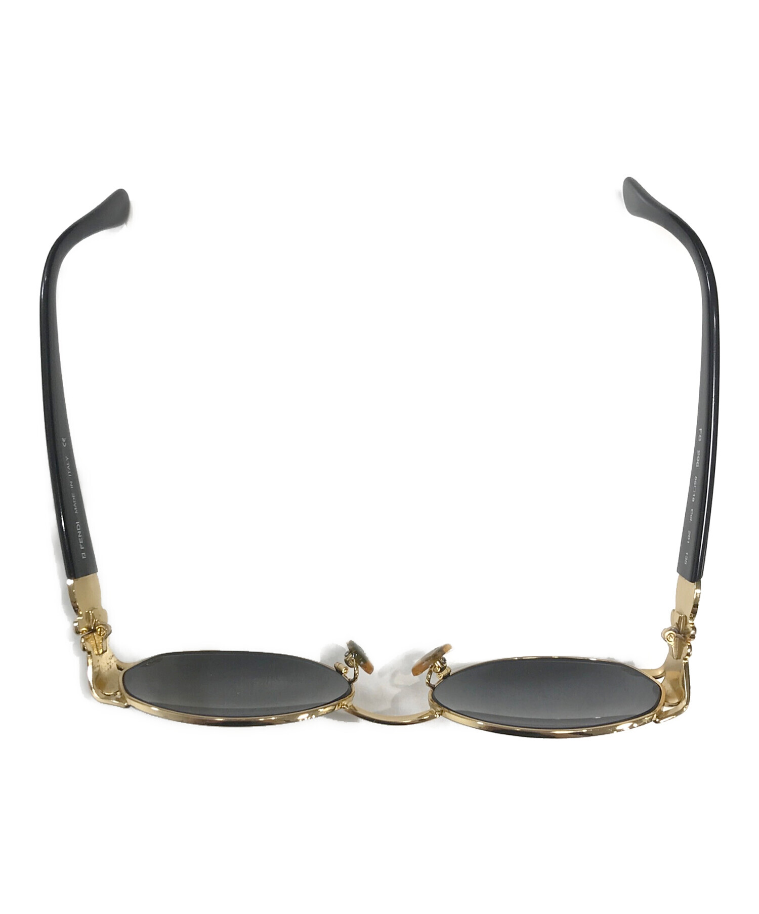 FENDI サングラス ブラック ゴールド金具 中古・古着通販】FENDI (フェンディ) アイウェア ブラック サイズ:55