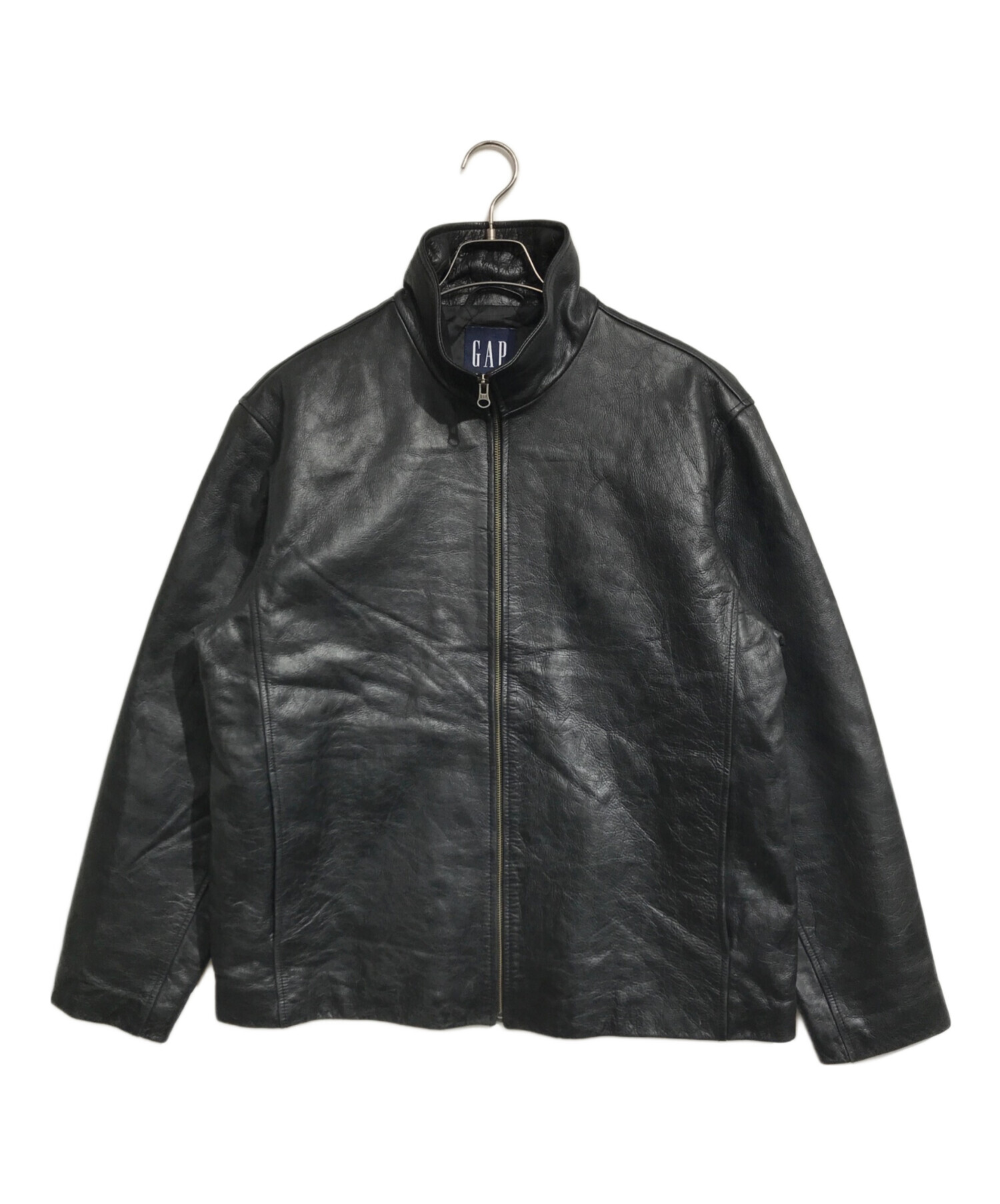 OLD GAP ブラックレザー ジャケット　L 中古・古着通販】GAP (ギャップ) レザージャケット ブラック サイズ:L