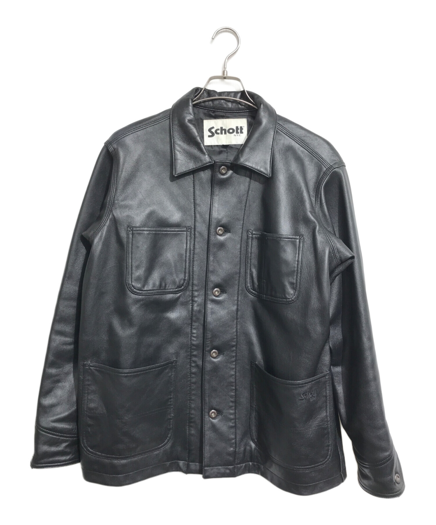 中古・古着通販】Schott (ショット) レザーカバーオール ブラック
