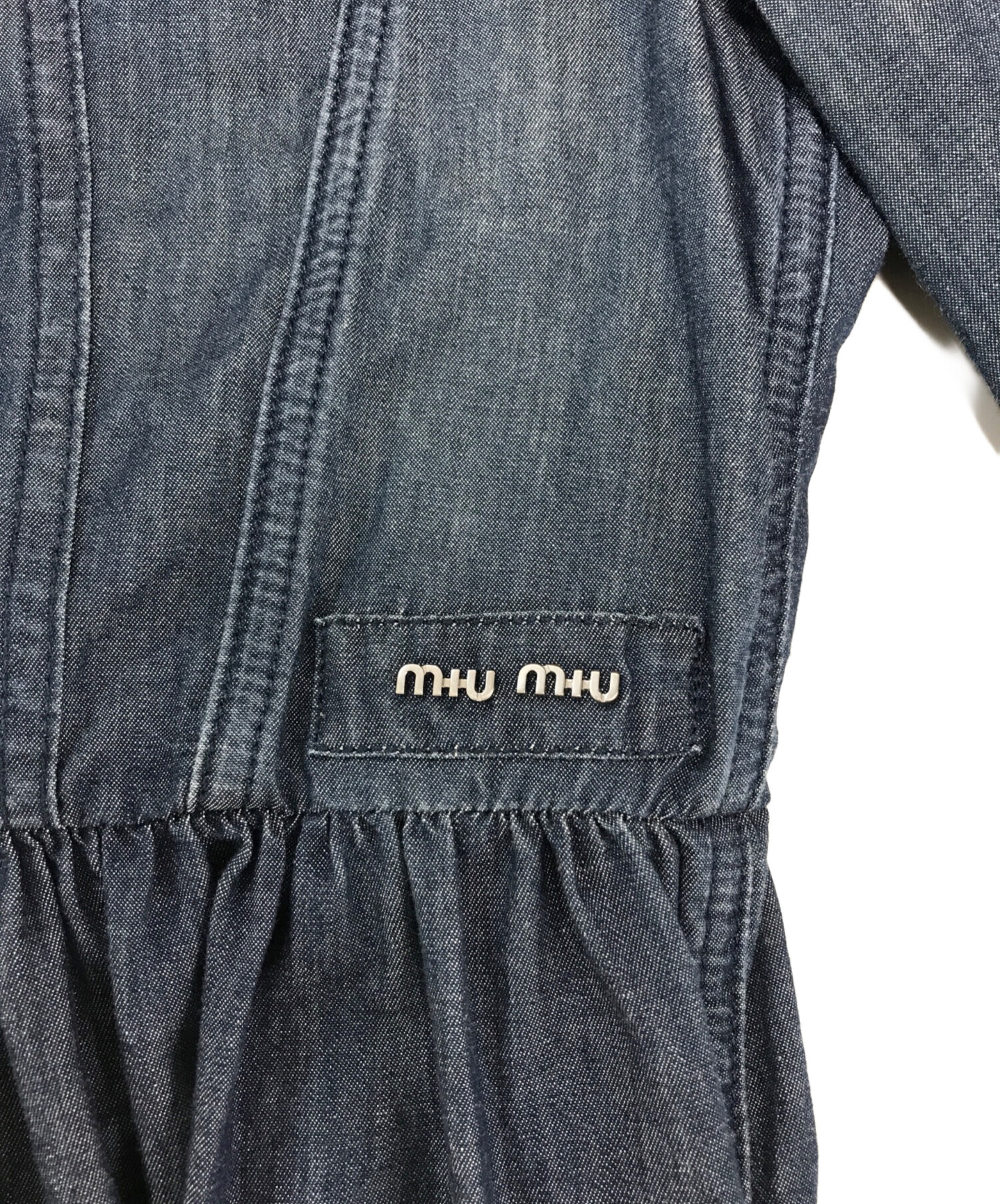 中古・古着通販】MIU MIU (ミュウミュウ) ロゴフリルデニムワンピース