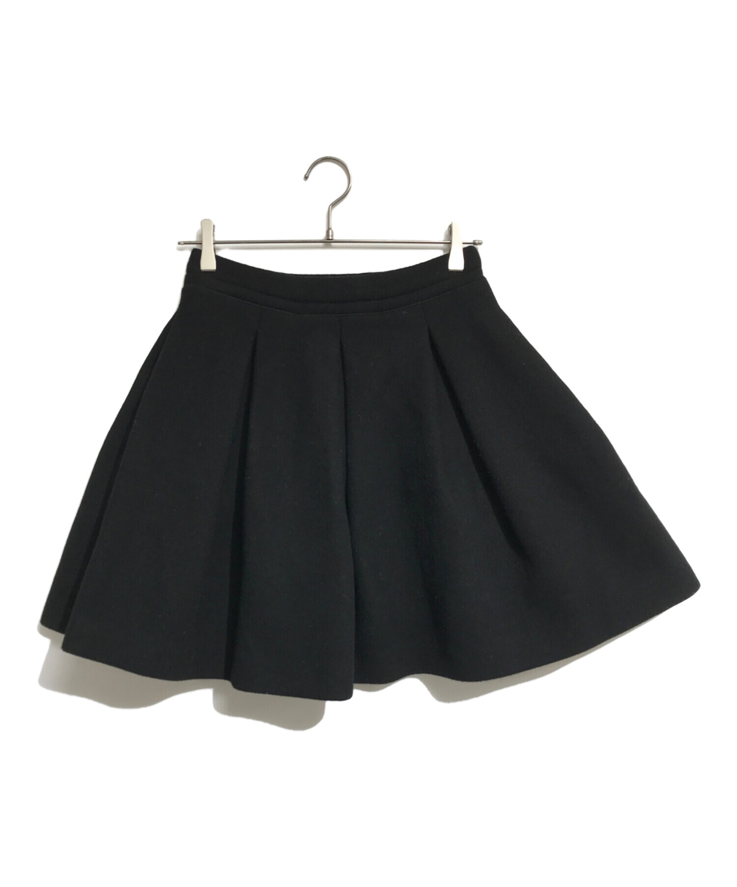 miu miu ミニスカート ブラック 中古・古着通販】MIU MIU (ミュウミュウ) バージンウールミニスカート