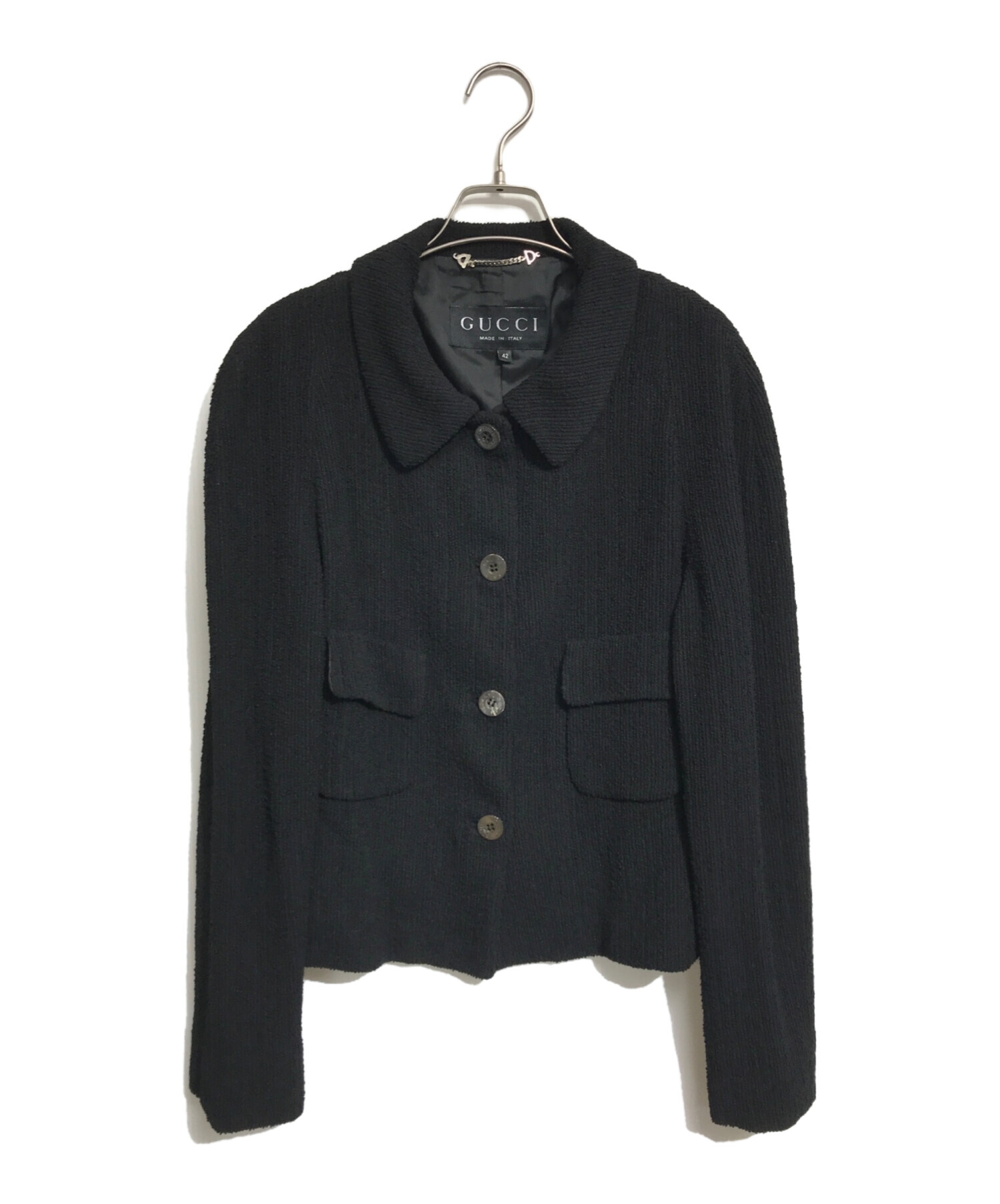 中古・古着通販】GUCCI (グッチ) ツイードジャケット ブラック サイズ