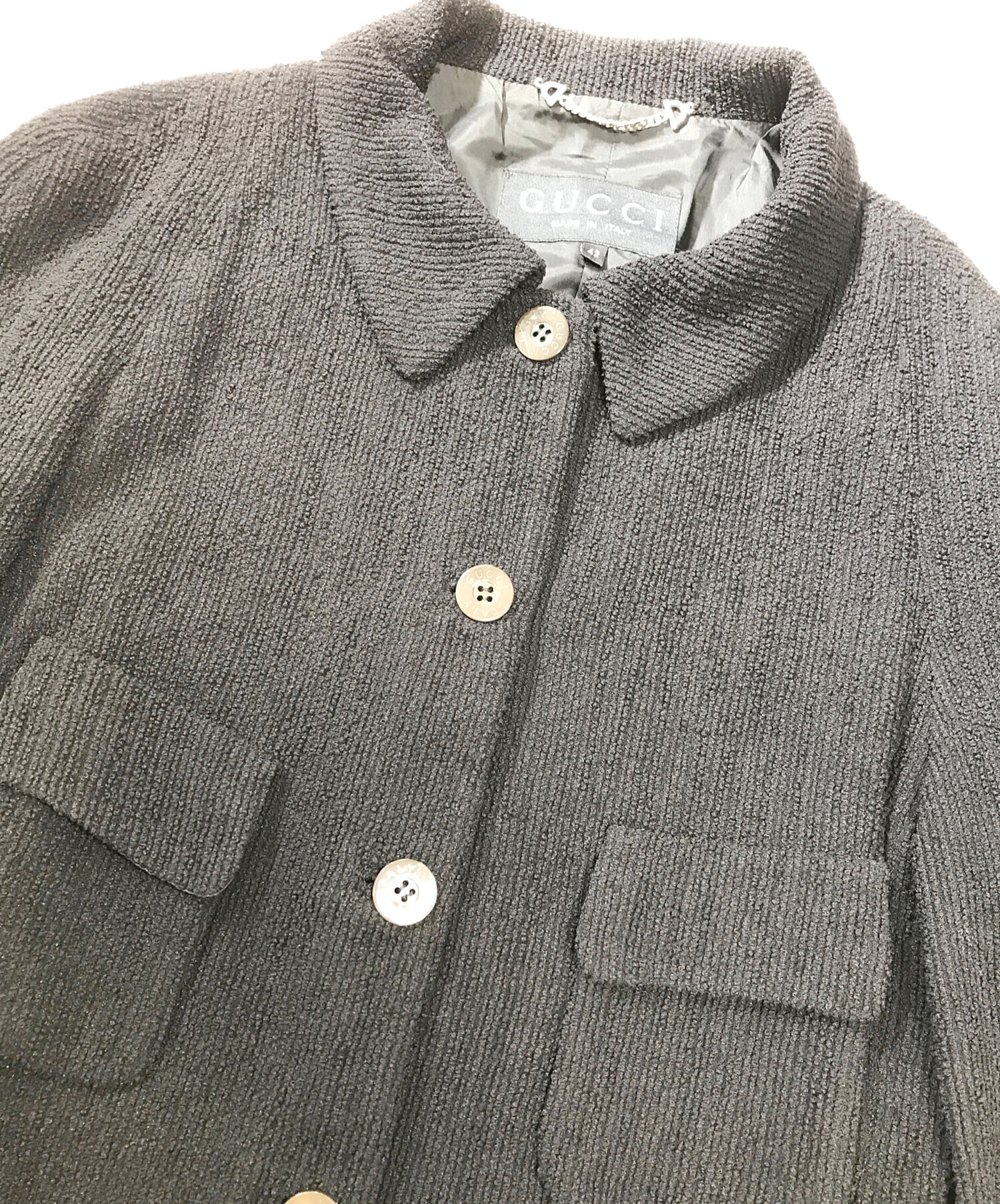 中古・古着通販】GUCCI (グッチ) ツイードジャケット ブラック サイズ