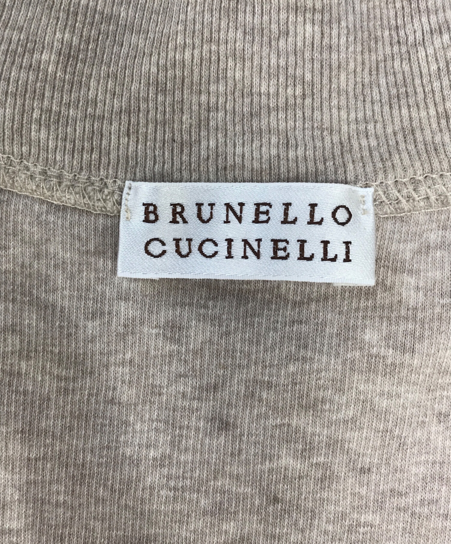 BRUNELLO CUCINELLI ニット 半袖 ジップアップ ベージュ 中古・古着通販】BRUNELLO CUCINELLI (ブルネロクチネリ) 異素材切替