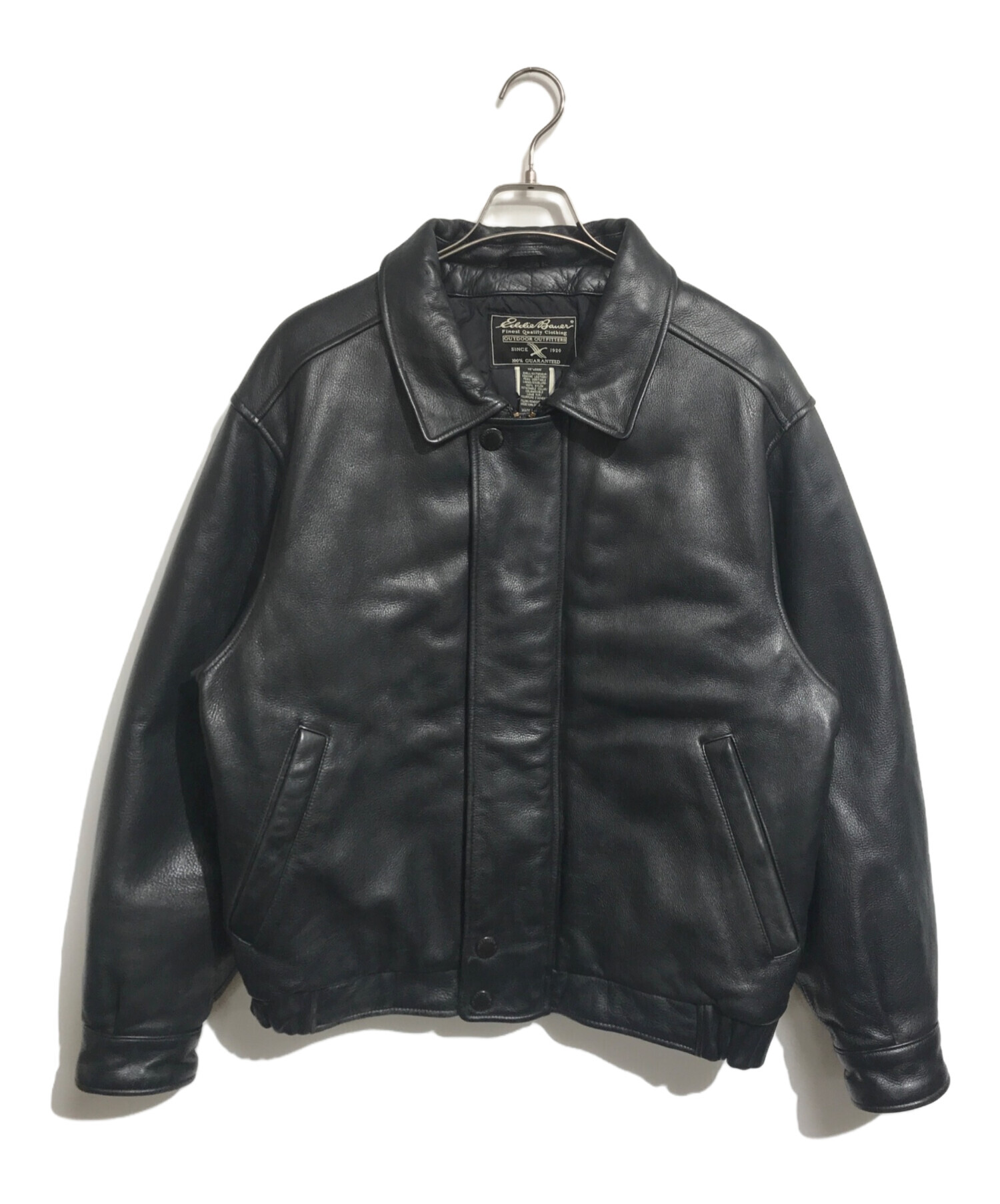 Eddie Bauer レザージャケットMサイズ ブラック 中古・古着通販】Eddie Bauer (エディーバウアー) レザーグースダウン