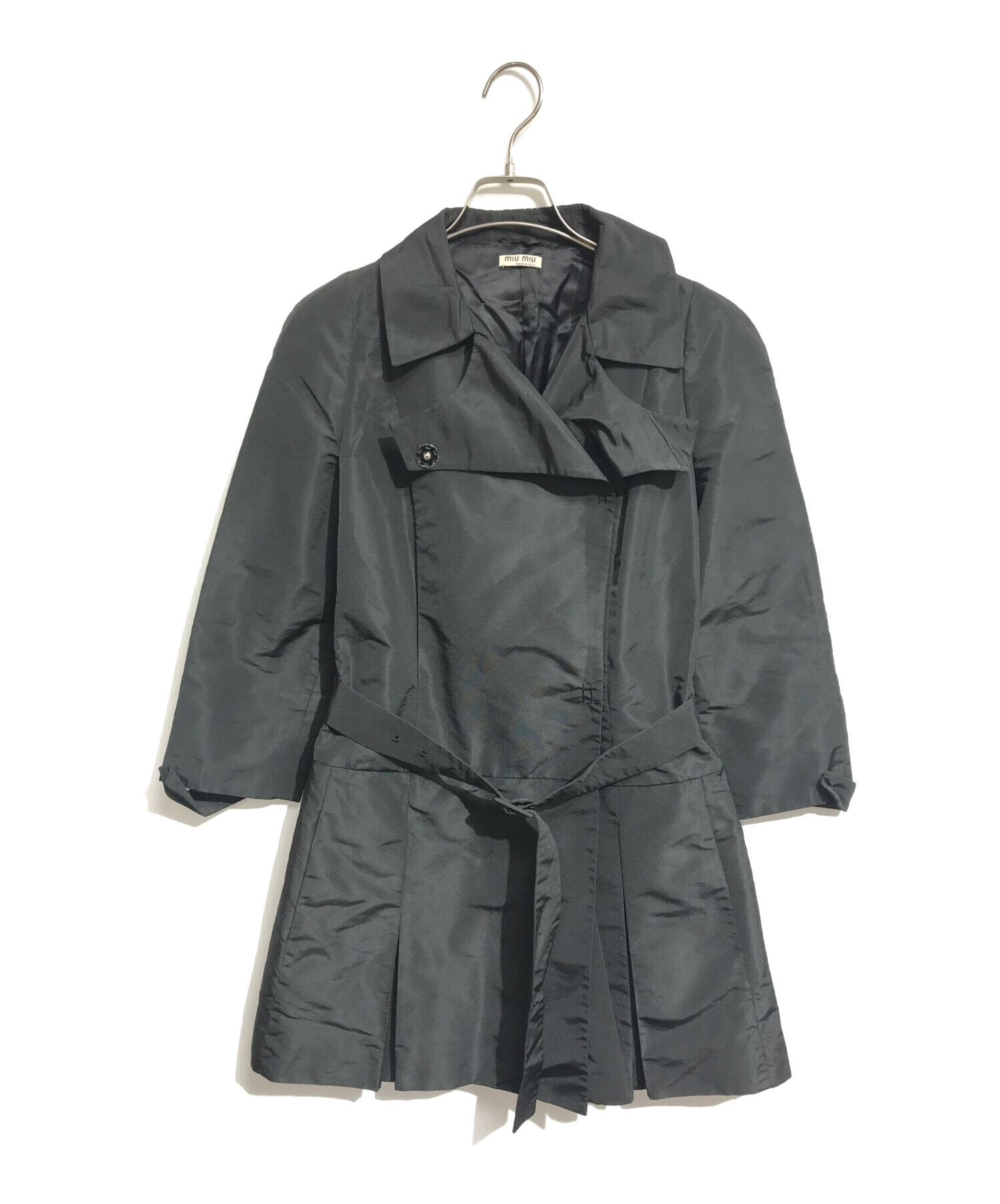 【希少】MIU MIU ミュウミュウ コート グレー 40 中古・古着通販】MIU MIU (ミュウミュウ) プリーツショートコート