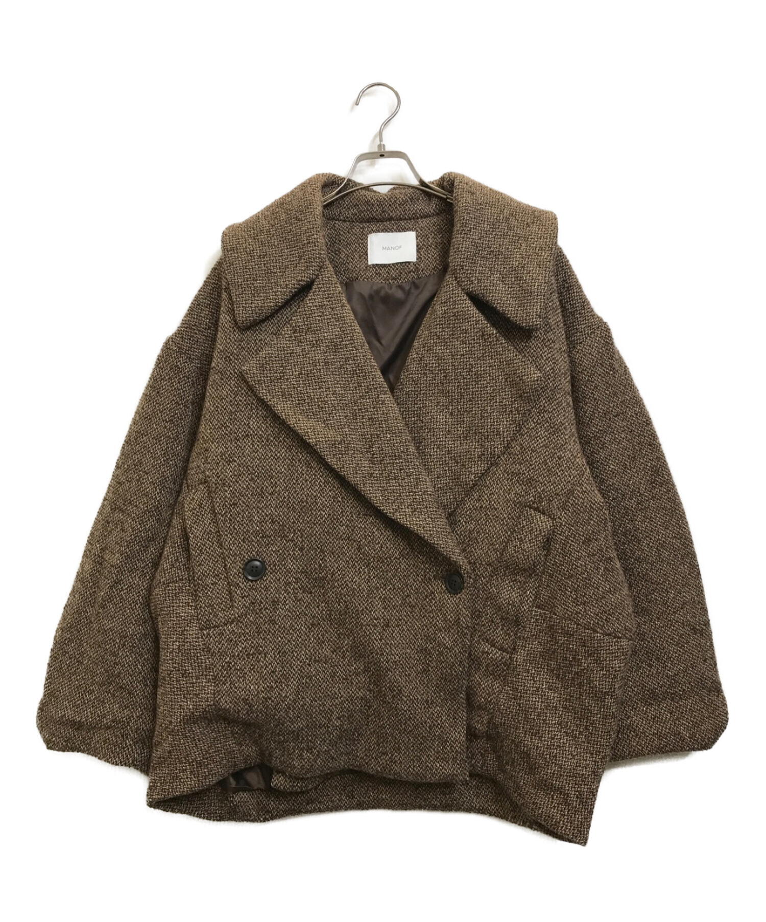 中古・古着通販】MANOF (マノフ) COCOON LINE SHORT COAT ブラウン