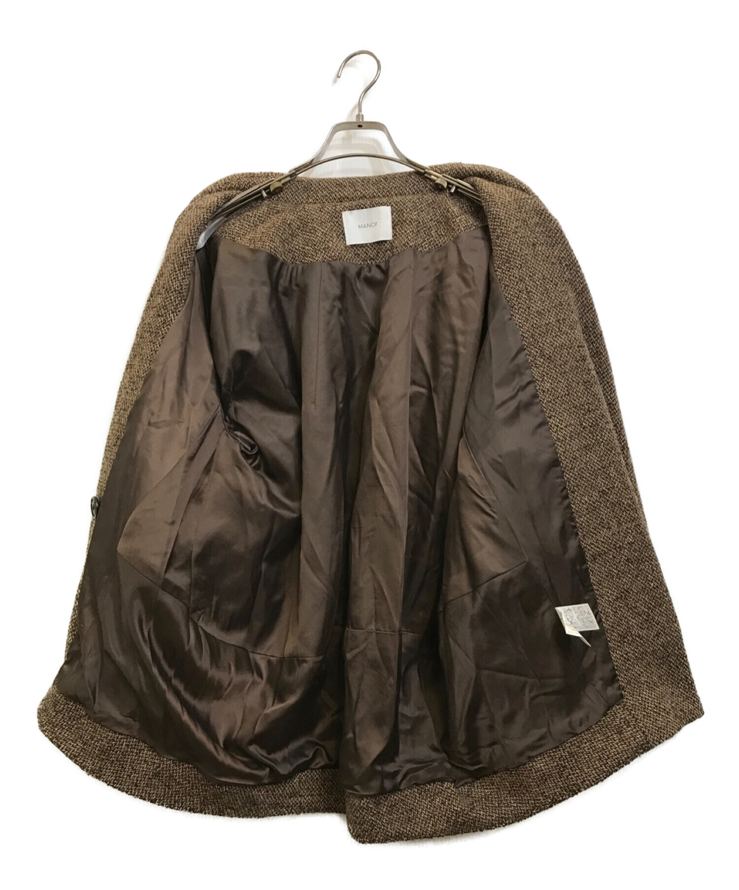 中古・古着通販】MANOF (マノフ) COCOON LINE SHORT COAT ブラウン