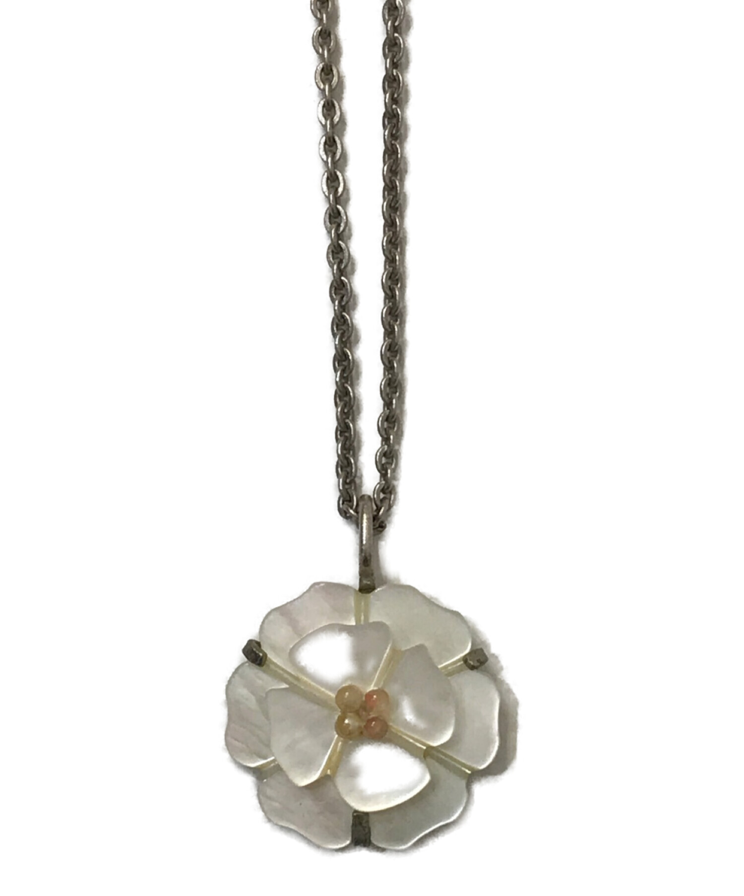 CHANEL フラワーモチーフ ネックレス ブランド シルバー