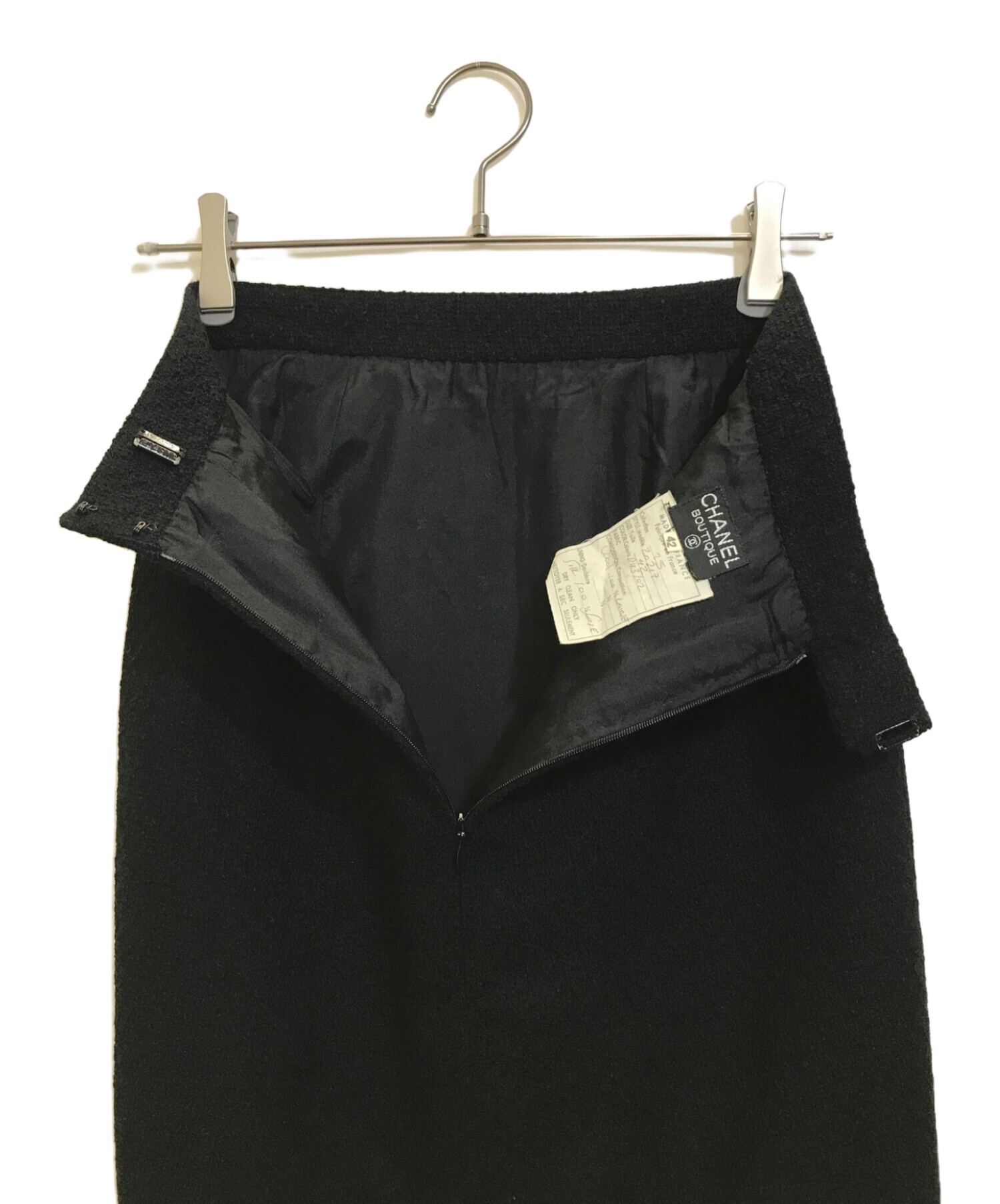 中古・古着通販】CHANEL (シャネル) ツイードスカート ブラック サイズ